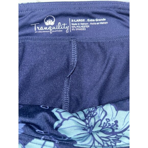 Tranquility X-Large Floral Navy Skort With Built-In Shorts Polyester/Spandex Ble - Picture 4 of 6